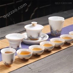 金丝珐琅彩陶瓷盖碗茶具套装 薄胎白瓷家用盖碗茶壶 三才盖碗
