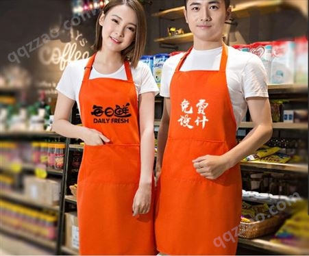 订做广告围裙工作服美甲男女餐厅饭店定制印logo定做印字超市厨师