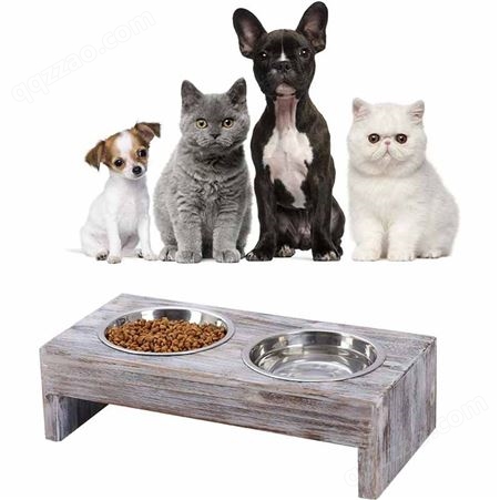 亚马逊定制小型犬猫食具宠物用品猫狗盆架子喂食器