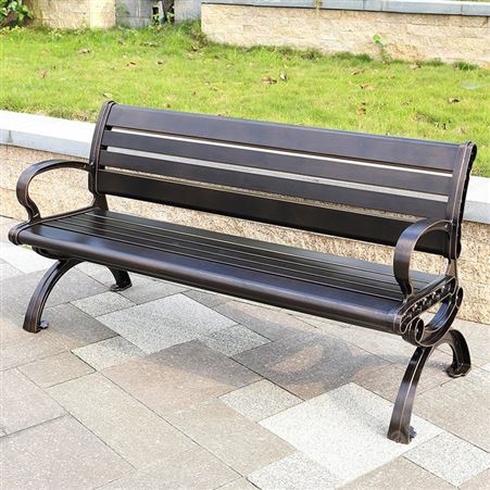靠背公园椅休闲长条排椅 铸铁艺长凳子 广场景区防腐木连座椅