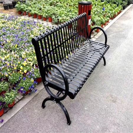 鑫森木球墨铸铁休闲园林椅公园小区休息长椅不锈钢定制座椅