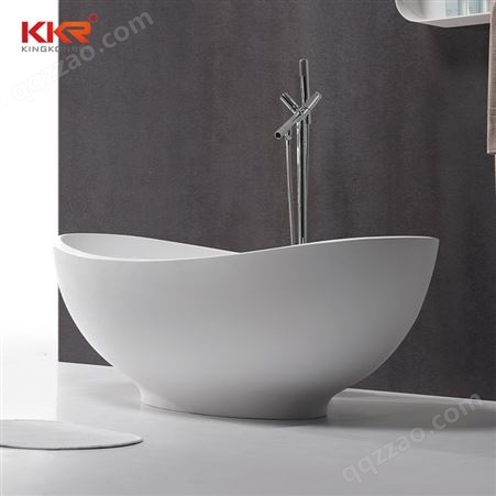 KKR人造石浴缸 元宝状弧形独立一体 哑光质感泡澡浴缸