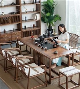 简易红实木茶桌椅组合现代简约茶盘 实木原木办公室禅意茶室家具