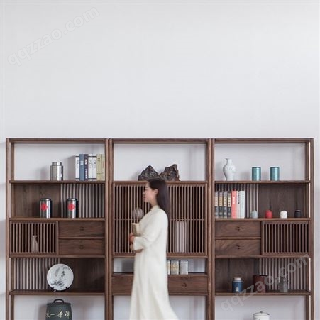 实木架多宝阁中式书架办公室客厅置物架榆木茶柜