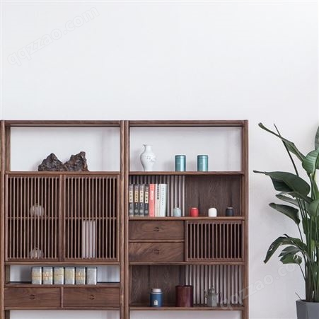 实木架多宝阁中式书架办公室客厅置物架榆木茶柜