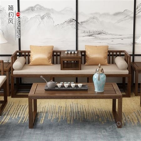 新中式全实木沙发组合冬夏两用客厅小户型现代简约胡桃木储物沙发