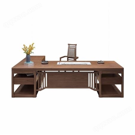 新中式实木办公桌椅 轻奢大气老板桌大班台现公室家具定制