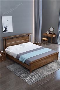 新中式双人实木床现代简约1.8米主卧室大婚床中国风