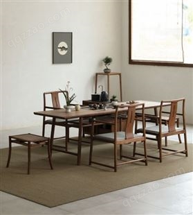 简易红实木茶桌椅组合现代简约茶盘嵌入式功夫茶台新中式禅意茶桌