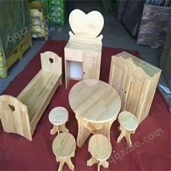 娃娃之家桌椅系列 原木圆形桌椅组合 原木六人桌  博美