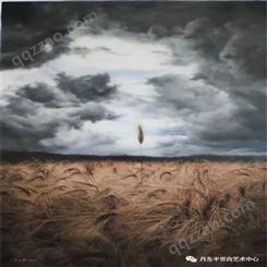 朝鲜画 朝鲜油画价格 柳尚赫 (一级画家)《守得云开见日出》118x78