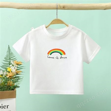 儿童T恤白色上衣 韩版童装T恤 3-8岁 库存服装 便宜童装T恤