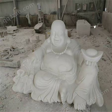 汉白玉弥勒佛雕像 人像石雕定制 室外装饰雕刻五山石业