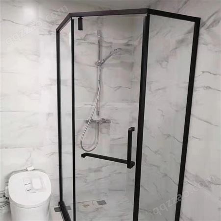定制家装钢化玻璃淋浴房 钛镁合金门钻石型洗浴房