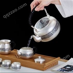 银茶具套装S999纯银功夫茶器提梁烧水煮茶银壶 足银茶杯公道杯