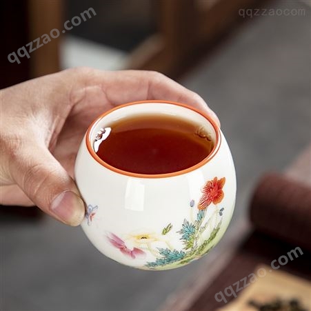 白瓷茶杯 羊脂玉品茗杯陶瓷单杯主人杯功夫茶具 小茶盏茶叶罐